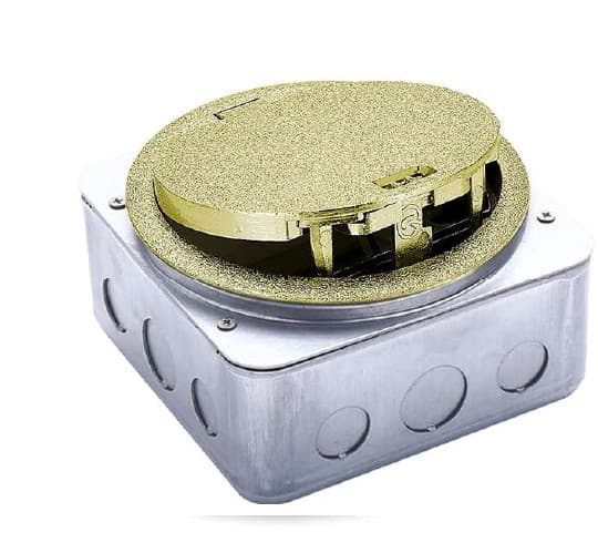 Gold three-module round IP65 waterproof floor box