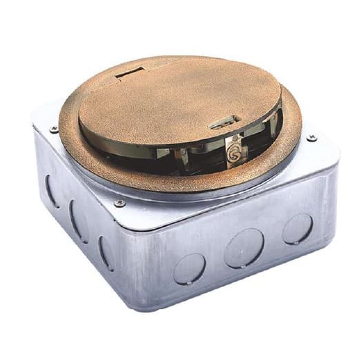 Red copper three-module round IP65 waterproof floor box