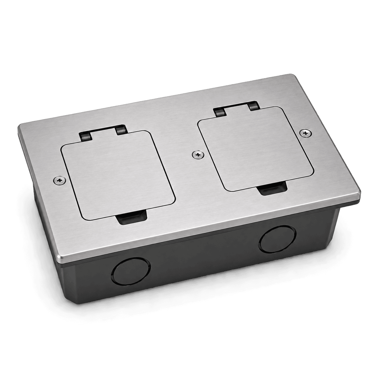 GH-SOP-12 brushed nickel dual flip-up floor socket with mounting box