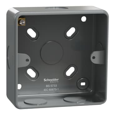 Schneider Electric ESM Metal Clad 1-gang Metal Back Box, ESMT01, Grey epoxy finish