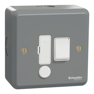 Schneider Electric ESM Metal Clad Double Pole Switched Fused Outlet, ESMT30DFSG, Grey epoxy finish