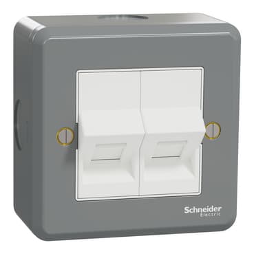 Schneider Electric 2-gang RJ45 Socket, ESMT30RJ5-2, Grey epoxy finish