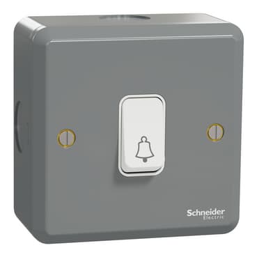 Schneider Electric 1-gang Bell Press Switch, ESMT31_BP, Grey epoxy finish