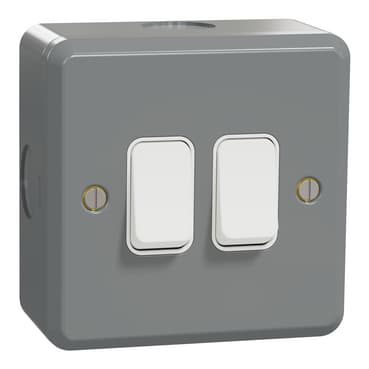 Schneider Electric 2-gang, 2-way Switch, ESMT3216_2, Grey epoxy finish