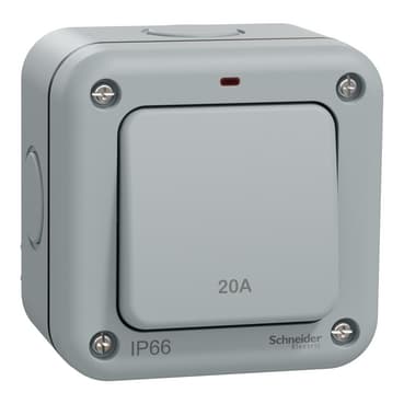 Schneider Electric Mureva 1-gang DP switch with neon, MURWP2011_GY