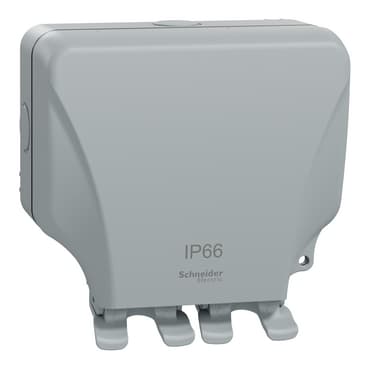 Schneider Electric 2-gang switched socket outlet, MURWP3020N_GY, Grey finish