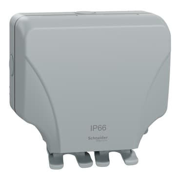 Schneider Electric 2-gang weatherproof blank box, MURWP9020_GY, Grey finish