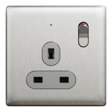 Schneider Electric Unica X Switched socket outlet, NUX15N_SS, Stainless steel finish