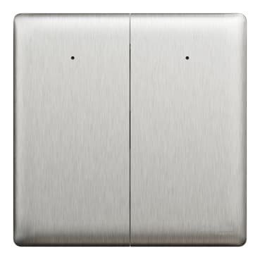 Schneider Electric 2-gang 2-way switch with LED, NUX32_2N_SS, Stainless steel finish