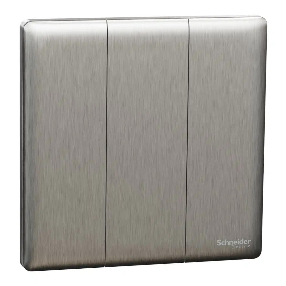 Schneider Electric Unica X 3-gang 2-way switch, NUX33_2_SS, Stainless steel finish