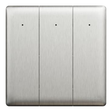 Schneider Electric 3-gang 2-way switch with LED, NUX33_2N_SS, Stainless steel finish
