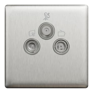 Schneider Electric Unica X TV and SMATV outlet, NUX33SMATV_SS, Stainless steel finish