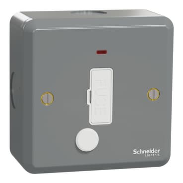 Schneider Electric ESM Metal Clad Fused Outlet with Neon Indicator, ESMT30FSGN, Grey epoxy finish