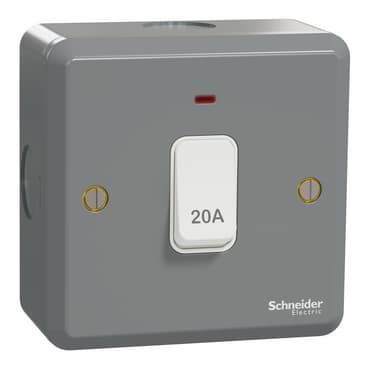 Schneider Electric ESM Metal Clad 1-gang DP switch with neon, ESMT32D20NAR, Grey epoxy finish