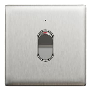 Schneider Electric Unica X DP switch with LED, NUX31D32N_SS, Stainless steel finish